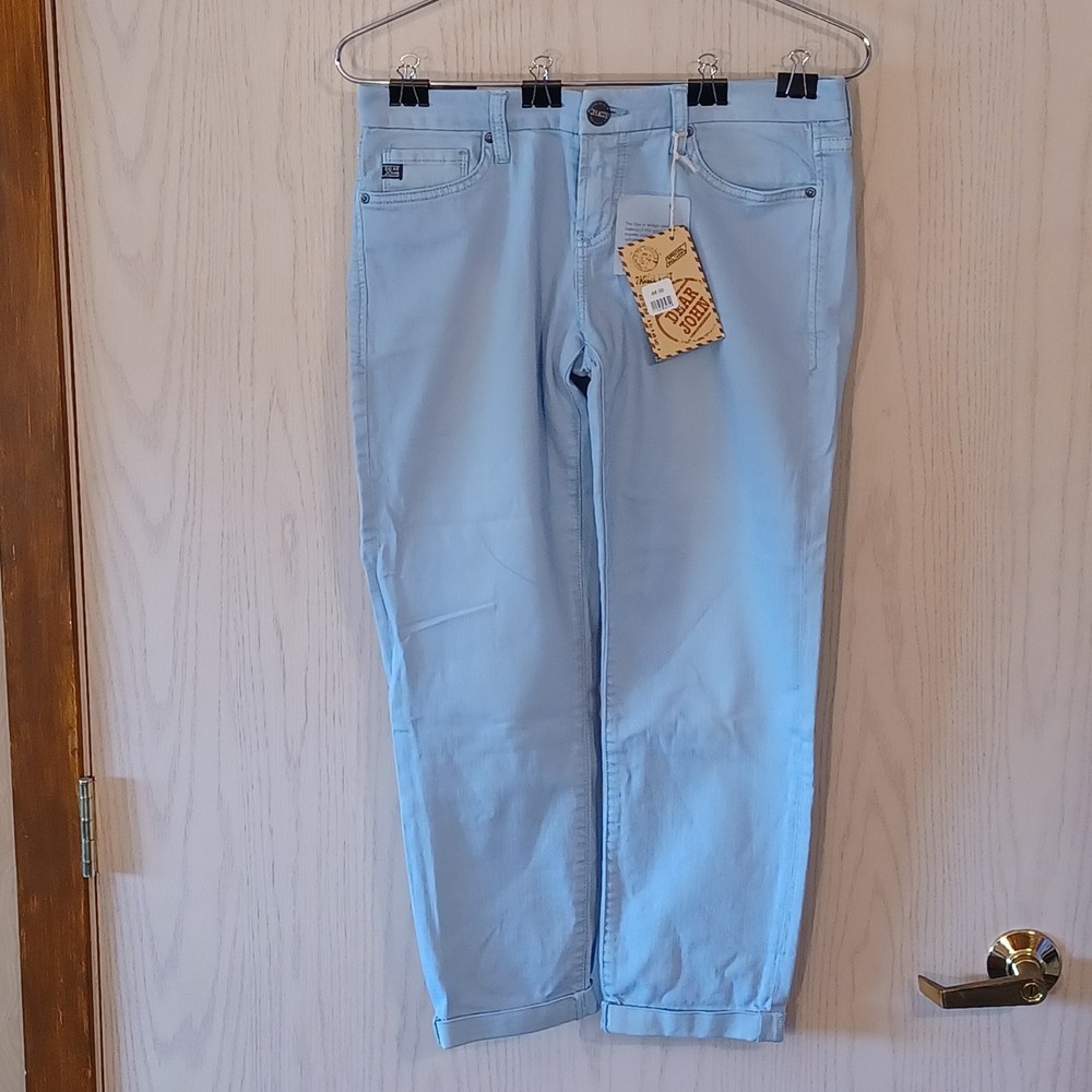NWT Dear John Jeans, Size 27, Lt Blue, Cuffed Crop, 30W x 24L, Stretch Denim